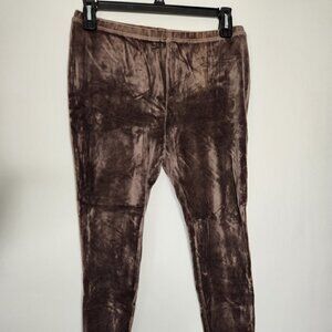 Hue Brown Crushed Velour Leggings